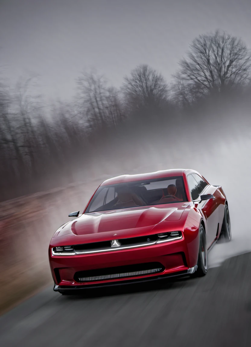 <lora:ChargerConceptSDXL_v1:1> red chargerconcept, from front, driving through a wall of fog,
realistic, cinematic, highly detailed,