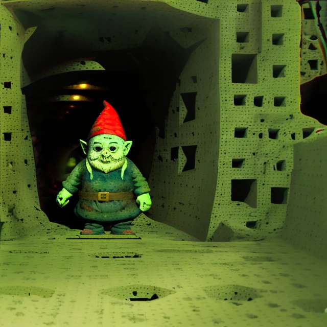 a scary gnome at the end of a long and arduous tunnel <lora:MENGERSPONGE:1>