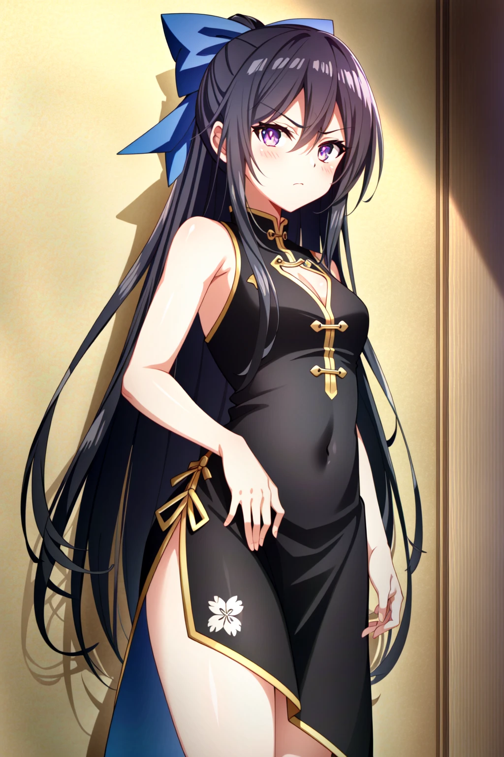 (RAW photo, Best quality), (Realistic, photo-realistic:1.3),Best quality,Highly detailed,Masterpiece,Ultra-detailed,illustration,1girll,The upper part of the body_Body,Dynamic Angle,world masterpiece theater,Messy_Long_Hair,Best quality,Extremely detailed Cg Unity 8K wallpaper,ink,Amazing,Cinematic lighting,lens_flare, dunhuang_Style，black color hair