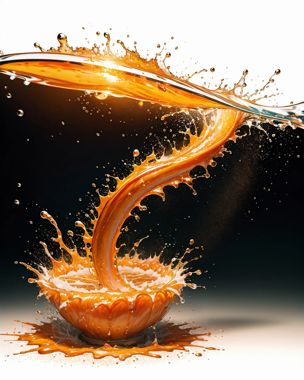 orange, splash water, flashing particles , depth of field, clean background made of ral-toothp <lora:ral-toothp:1>