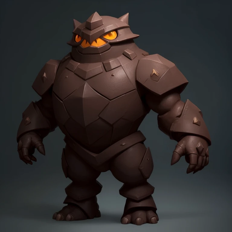 pmmkr2024, magic, anime, cartoon, creature, best quality, trending on artstation, masterpiece, cute, brown rock golem