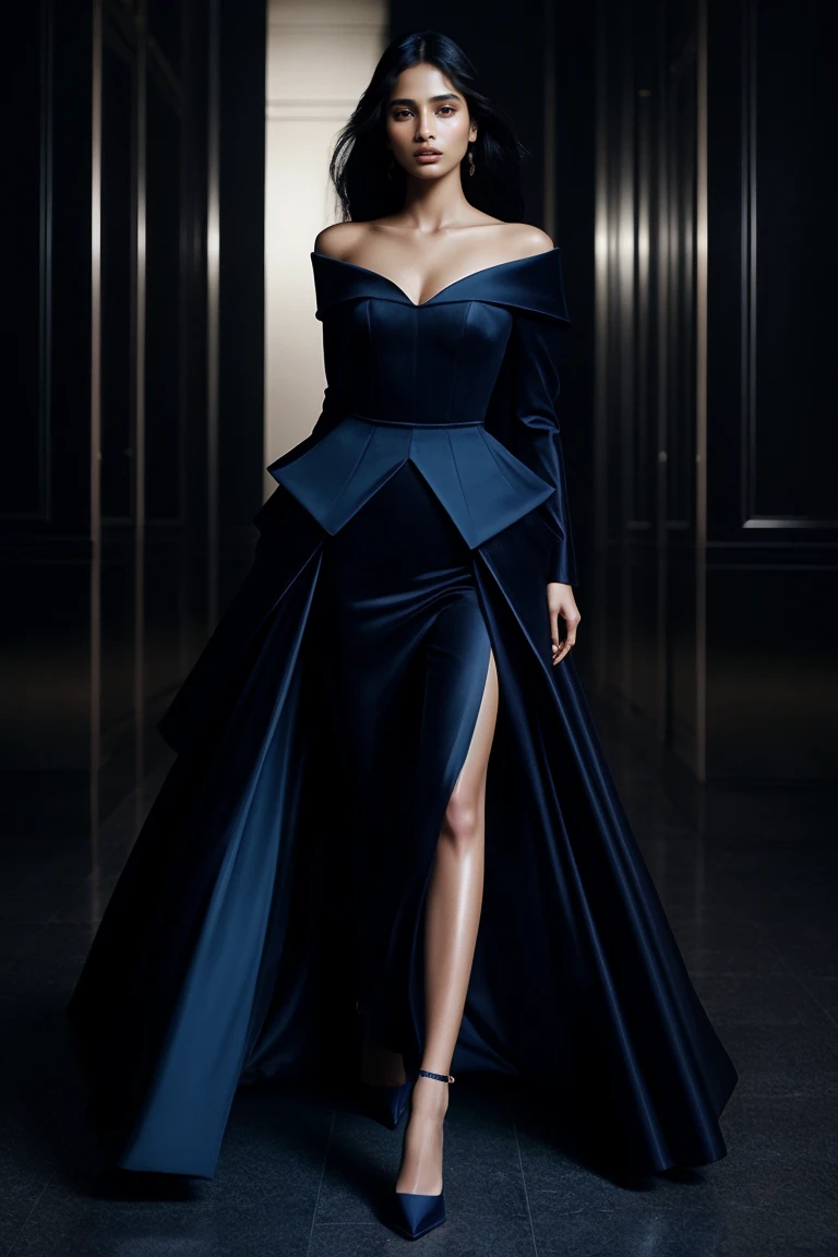 editorial fashion photograph for dazed magazine, closeup photo of RajaniCipher wearing evening wear inspired by 1990's dior, photographed by Eugenio Recuenco and lauren greenfield, dynamic poses, photorealistic in Manhattan <lora:add_detail:0.3> <lora:LowRA:0.3>
