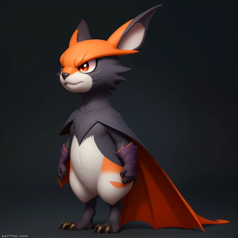 pmmkr2024, magic, anime, cartoon, creature, best quality, trending on artstation, masterpiece, cute, orange bat,