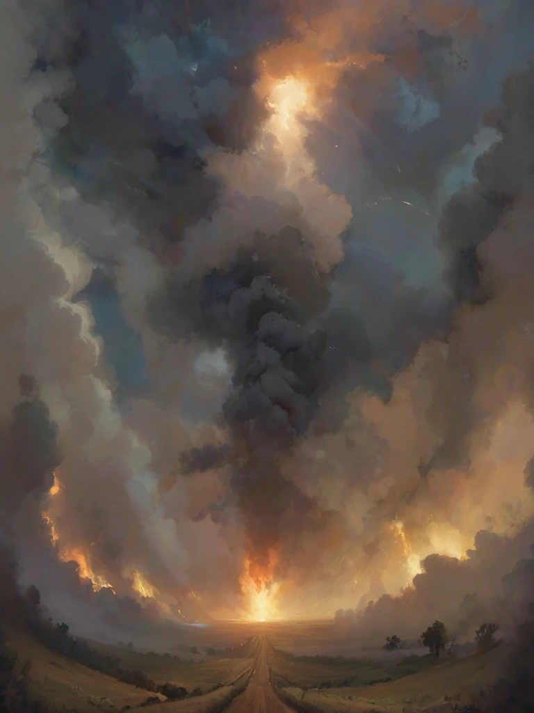 ptm-no2, a slower in a burning cornfield standing, nighttime, glow, <lora:- SDXL - ptm-no2_style_V1.0:.9> <lora:- SDXL - letitflrsh_let_it_flourish_V1.0:0.8> letitflrsh