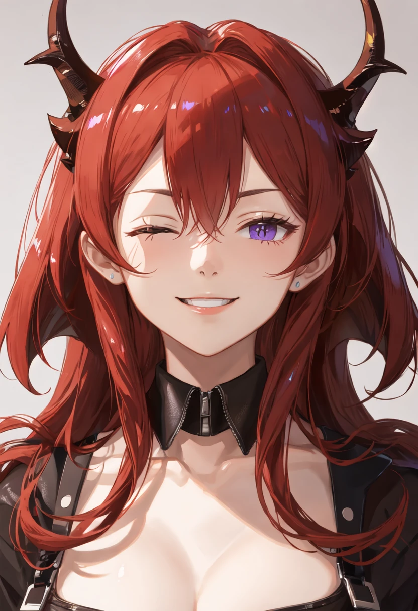 best quality, masterpiece, highres, solo, {surtr_arknights:0.90}, angry, annoyed, portrait, looking at viewer