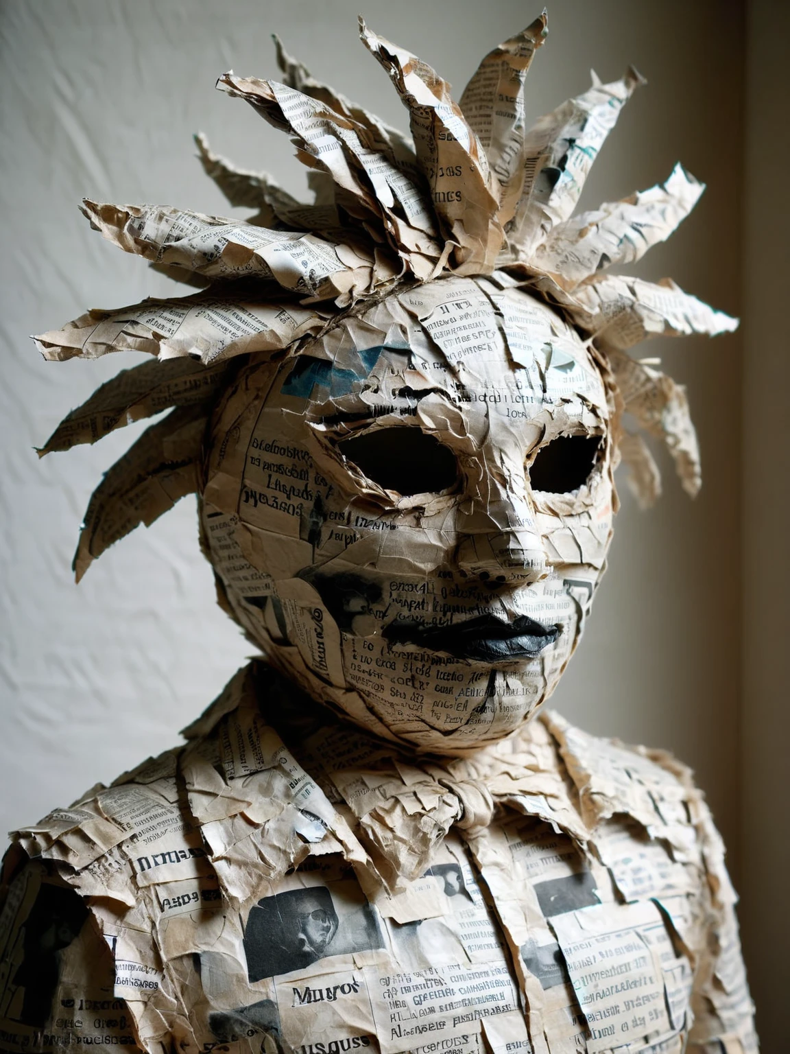 ais-papiermache mask, worn by a mysterious masquerader at a grand papier mache ball, hiding their identity <lora:Papier_Mache_Style_SDXL:1>