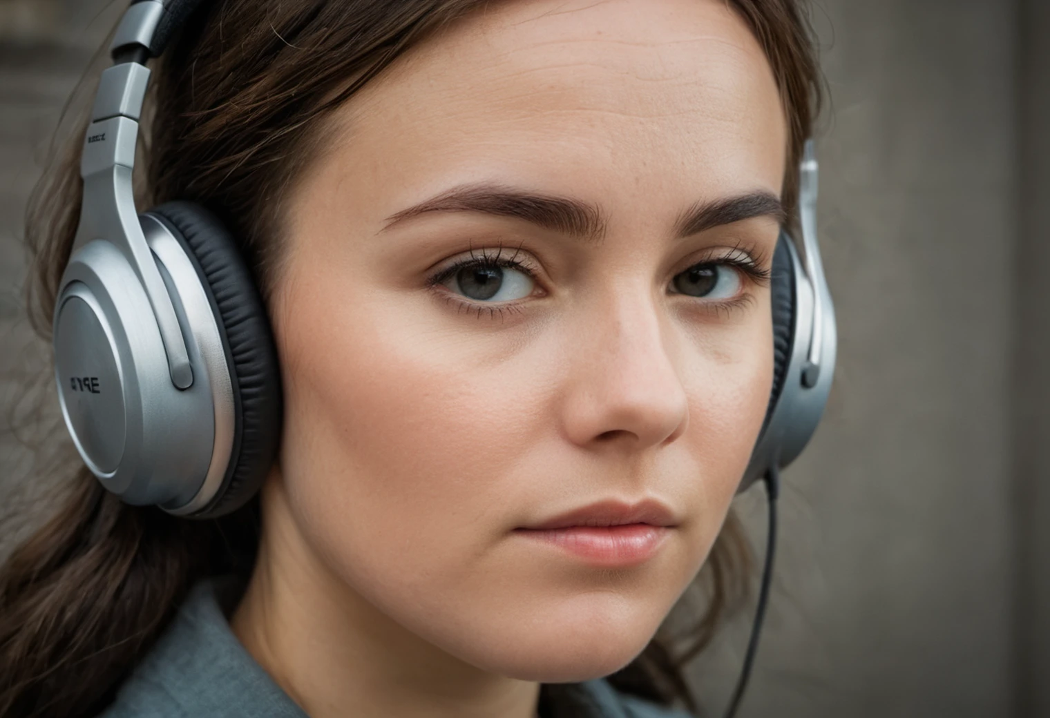 Jane Eyre with headphones, natural skin texture, 24mm, 4k textures, soft cinematic light, adobe lightroom, photolab, hdr, intricate, elegant, highly detailed, sharp focus, ((((cinematic look)))), soothing tones, insane details, intricate details, hyperdetailed, low contrast, soft cinematic light, dim colors, exposure blend, hdr, faded