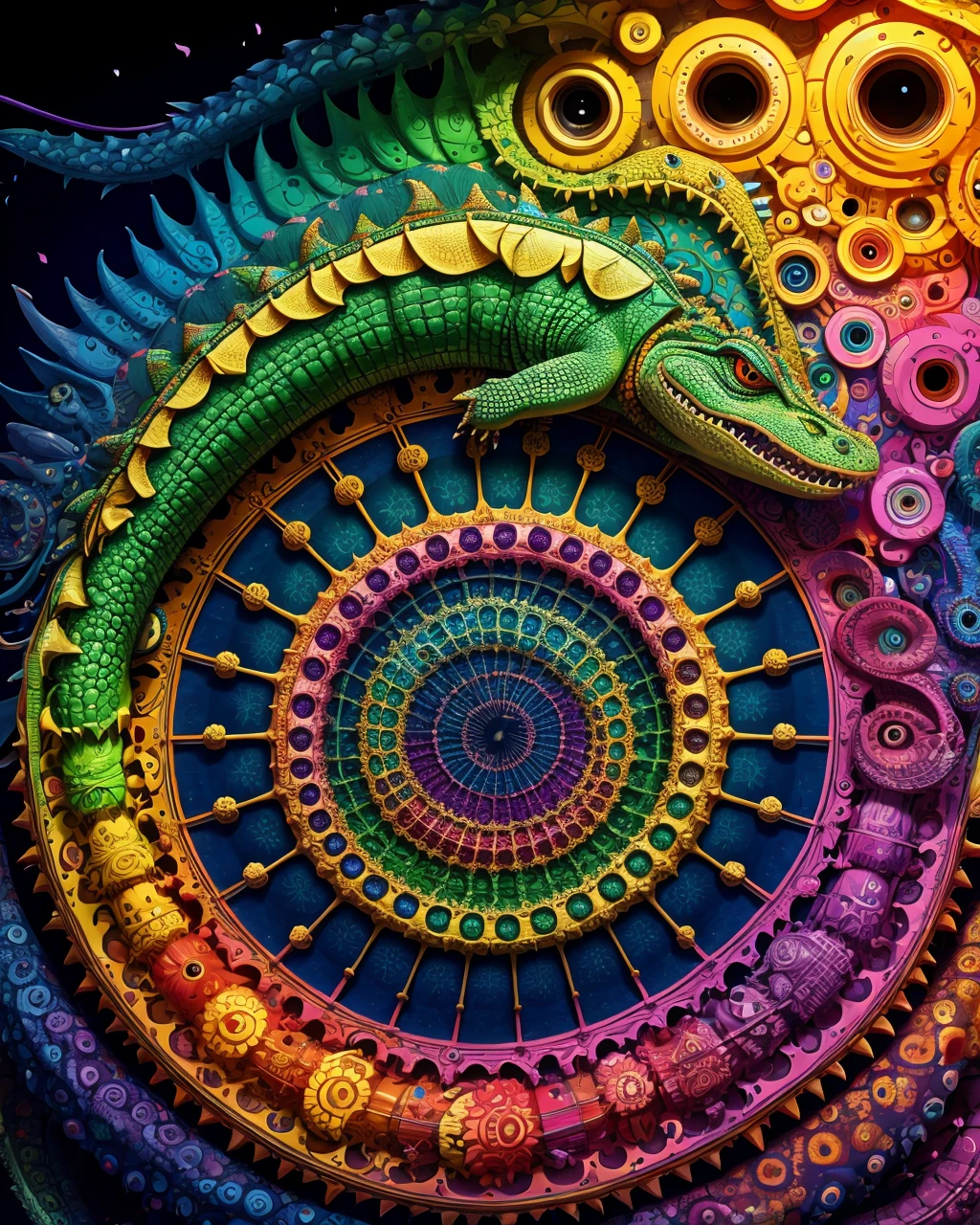 colorful fractal crocodile with googley eyes meahophontron of colorful ral-frctlgmtry <lora:ral-frctlgmtry-sd15:0.25>