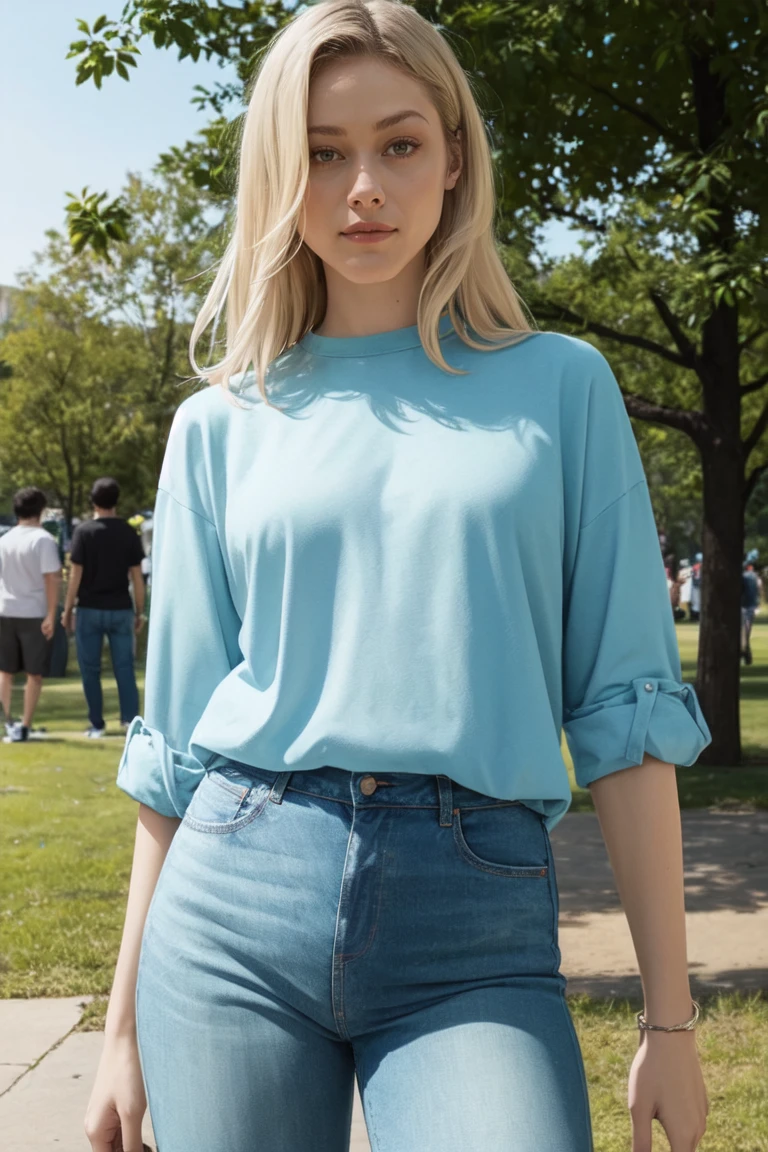 <lora:mondongo_LoRA_OliviaTaylorDudley:1> mndngwmn, (3/4 body), masterpiece,best quality,8k, wearing casual clothes, on the park
