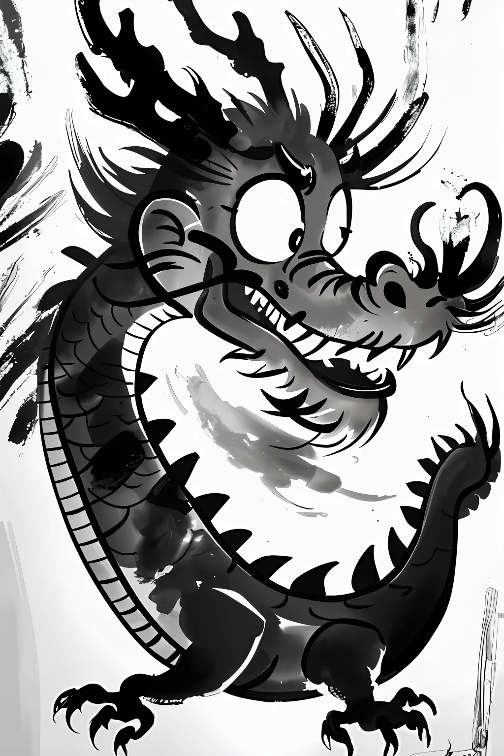 cute,dragon,ink,greyscale,monochrome,<lora:éº»è¢2024-028æ½¦èé¾æé0.5-1:0.8>,