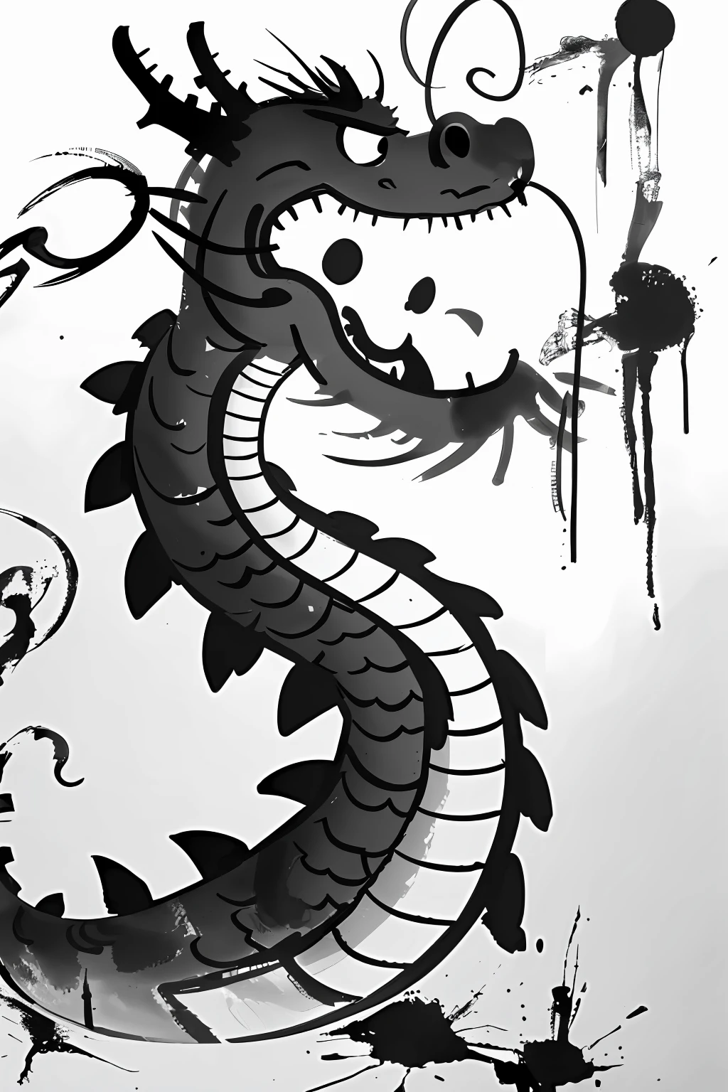 cute,dragon,ink,greyscale,monochrome,<lora:éº»è¢2024-028æ½¦èé¾æé0.5-1:0.8>,