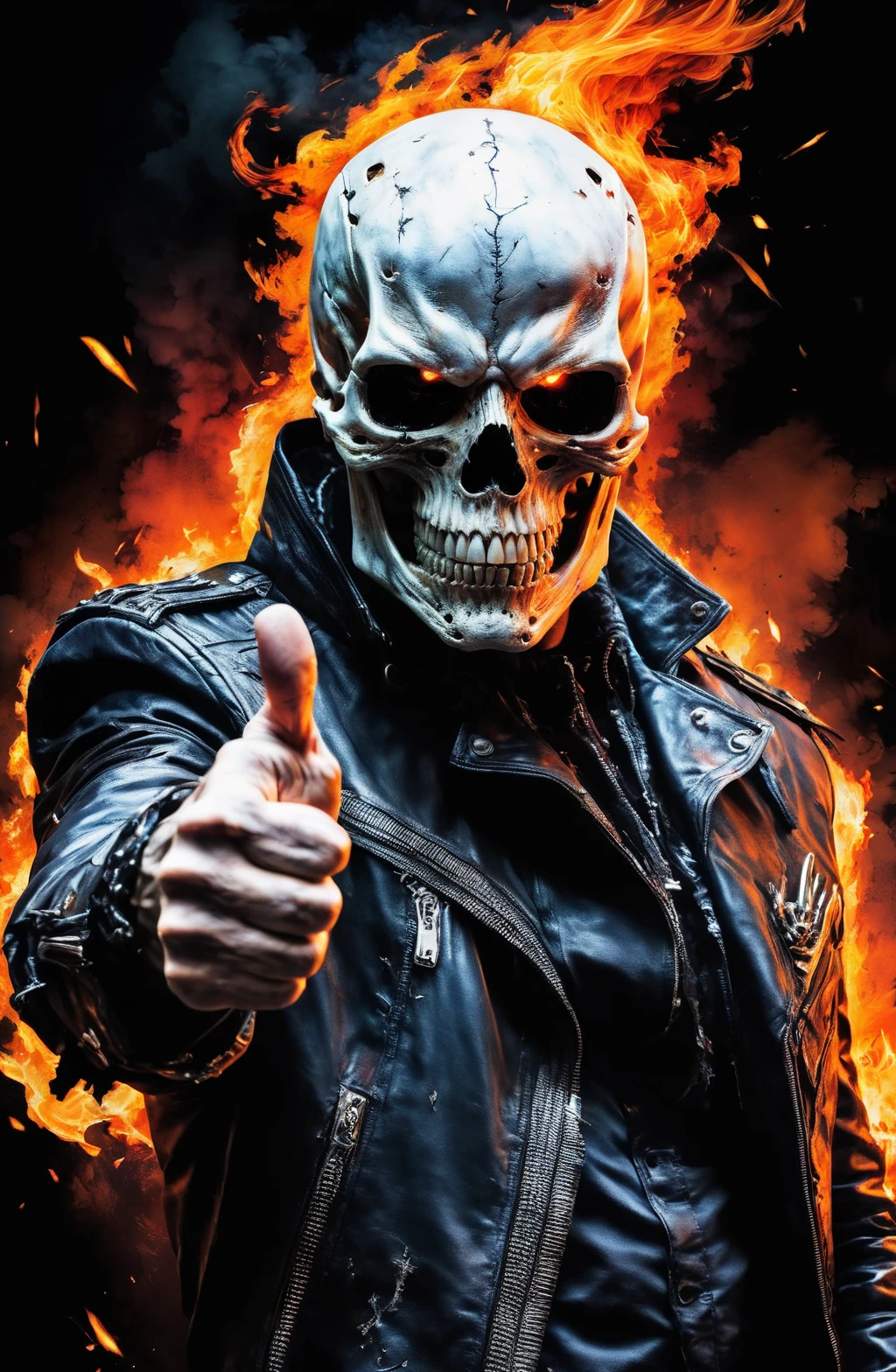 single thumbs up, 💀 A ultra realistic poster of Ghostrider onfire in the red matrix, by Daniel Castan , Carne Griffiths , Andreas Lie , Russ Mills , Leonid Afremov, dark background, cinematic, high detail, vibrant,
and Hyperdimensional Rendering, Alien Technology, Cognitive Boundaries, 8K
<lora:sdxl_photorealistic_slider_v1:0.6> <lora:single thumbs up:1>