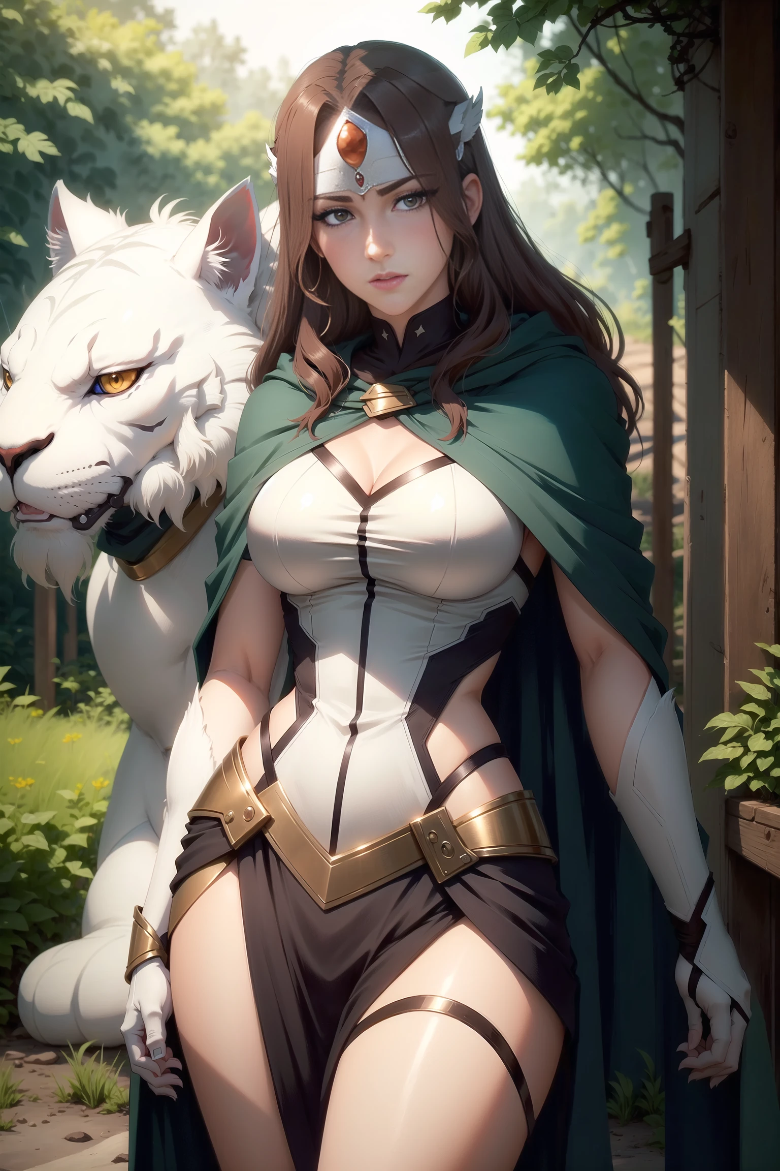 mirana,white tiger,cape,solo,wide hips,medium breasts,pants,armor,
outdoors,looking at viewer,bright eyes,perfect hands,pose,
best quality,hignity 8k wallpaper,ultra-detailed,finely detail,ultra high res,masterpiece,super fine illustration,perfect an delicate limbs,detailed background,sharp pupils,highest quality,sharp focus,(photorealistic:1.4),realistic,
<lora:neg4all_bdsqlsz_V3.5:1.4>,<lora:mirana_V2:0.7>,