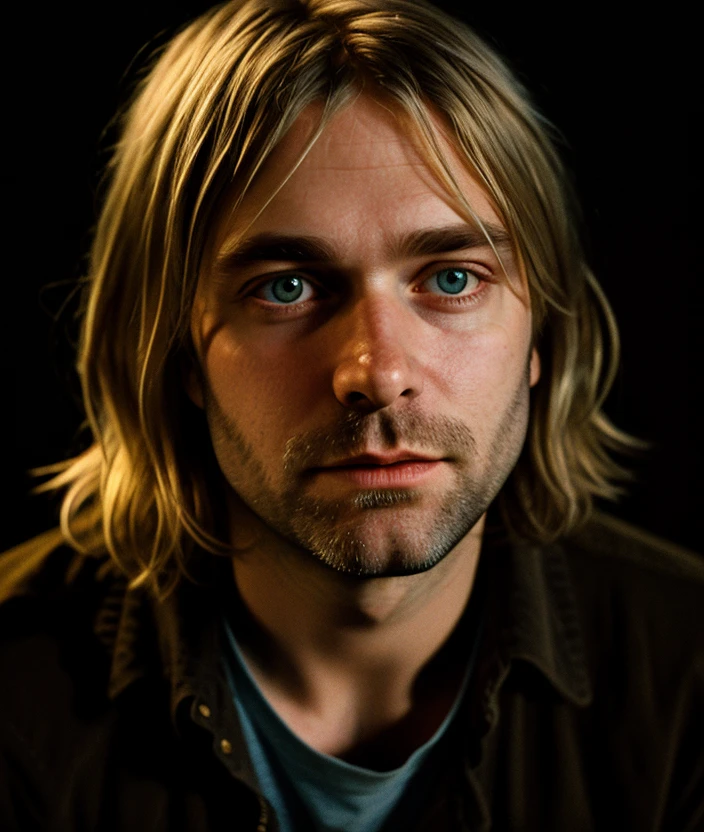 <k2rc0b>, man, ((black background gradient)), Warm light,  close portrait photo