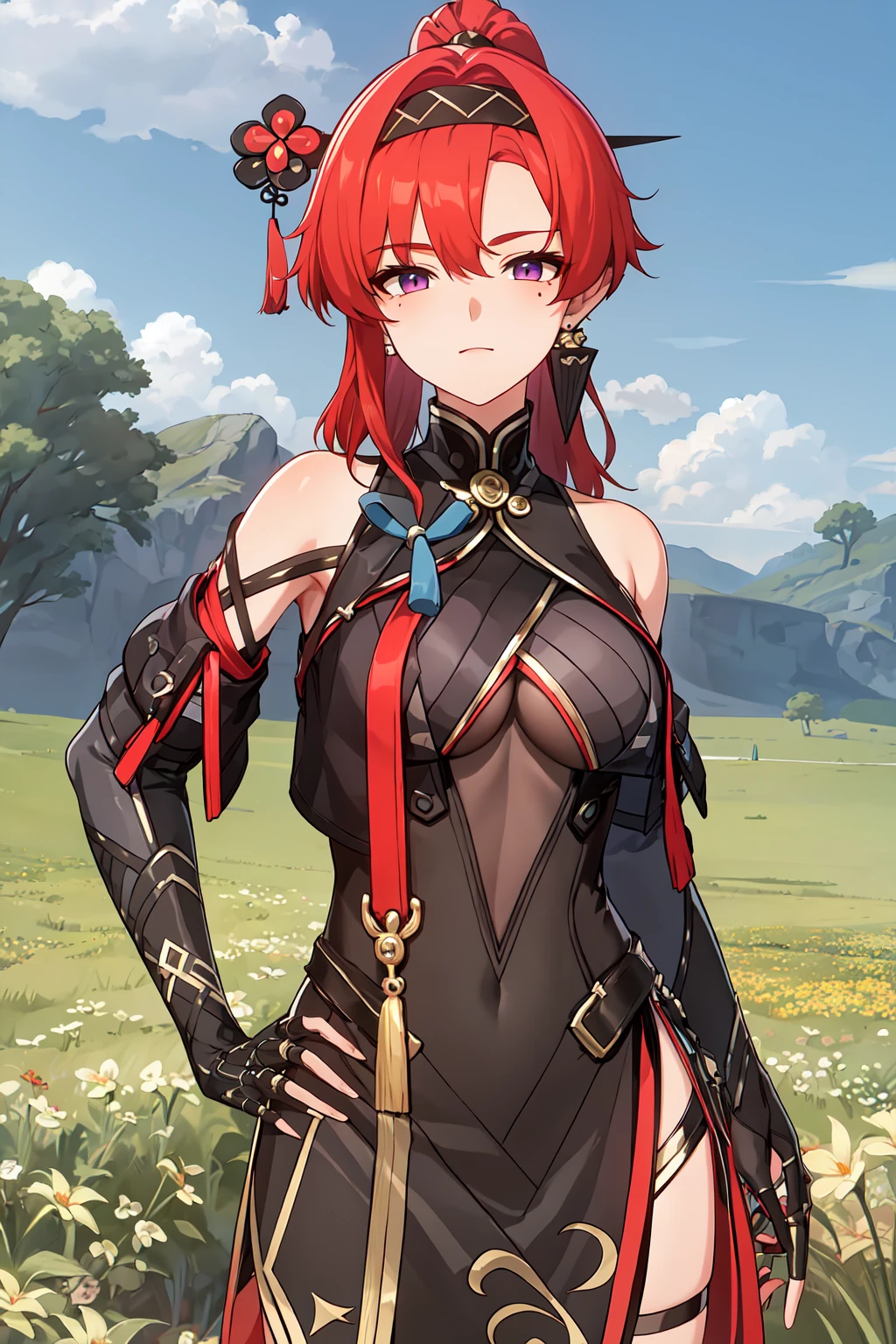 nsfw,cabain\(genshin\),(Sexy swimwear:1.5),(perfect hands),(Perfect Anatomia),(work of art),(highest quallity),(embarrased:1.5),blush,sentir-se embarrased,Get your ass up,Spread of legs,sandy beach,palm tree,rock shadow,one  men,man standing behind