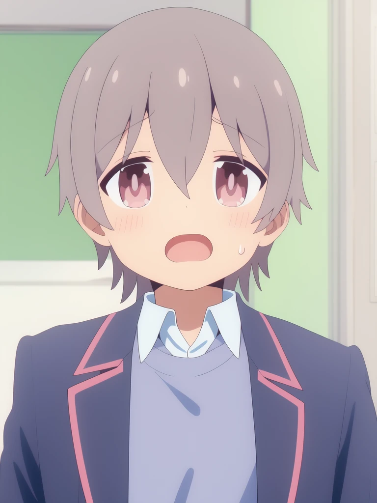 <lora:Senkawa_Minato:0.8>, SenkawaMinato, solo, 1boy, male focus, open mouth, looking at viewer, school uniform, brown hair, jacket, upper body, shirt, collared shirt, sweatdrop,
masterpiece, high quality, very_high_resolution, large_filesize, full color,