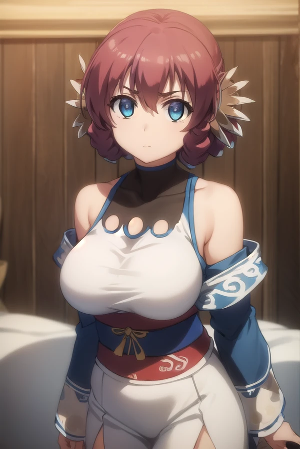 utawarerumononosuri, <lora:utawarerumono nosuri s2-lora-nochekaiser:1>,
nosuri, short hair, blue eyes, animal ears, braid, red hair,
BREAK bare shoulders, japanese clothes, sash,
BREAK outdoors,
BREAK looking at viewer, (cowboy shot:1.5),
BREAK <lyco:GoodHands-beta2:1>, (masterpiece:1.2), best quality, high resolution, unity 8k wallpaper, (illustration:0.8), (beautiful detailed eyes:1.6), extremely detailed face, perfect lighting, extremely detailed CG, (perfect hands, perfect anatomy),