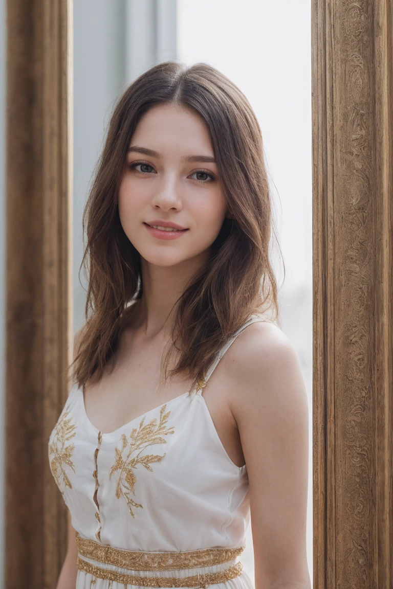 (best quality,4k,8k,highres,masterpiece:1.2),ultra-detailed,(realistic,photorealistic,photo-realistic:1.37), one girl, in a real-life setting. She is standing in front of a beautiful garden, with vibrant flowers and lush greenery. The girl has long flowing hair, a radiant smile, and captivating blue eyes. She is wearing a colorful summer dress that matches the surrounding scenery. The sunlight filters through the trees, creating a warm and golden glow. The overall color palette is vibrant, with a mix of bright and pastel tones. The composition of the scene is balanced, with the girl positioned slightly off-center. The details in the girl's face, including her eyes, nose, and lips, are beautifully rendered with intricate precision. The artwork has a painterly quality, resembling an oil painting with rich textures and brushstrokes. The image is high-resolution, allowing for fine details to be visible, such as the individual petals on the flowers and the texture of the girl's dress. The scene evokes a sense of tranquility and joy, capturing a perfect moment in time.