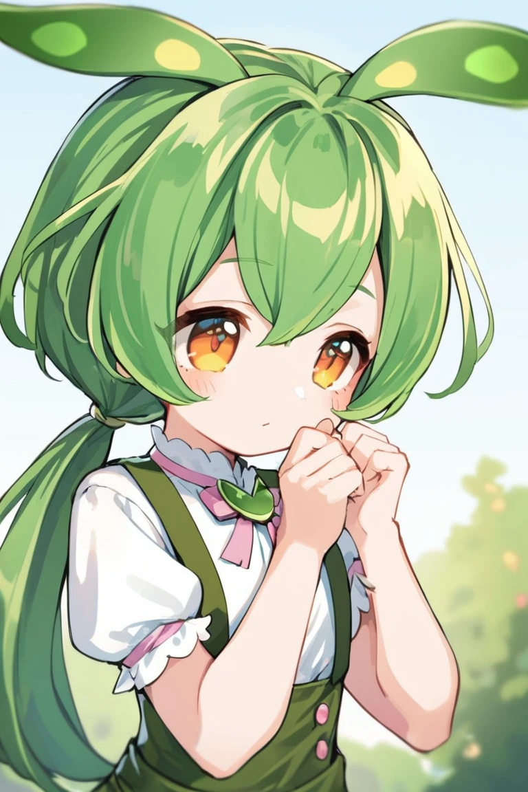 top-quality、in 8K{ Boy shows off his penis inserted into girl's body . :1},{10yaers old},Green hair,In the park,Feel the gaze(1:1),Sweating,Face to feel,((Kamimei))、