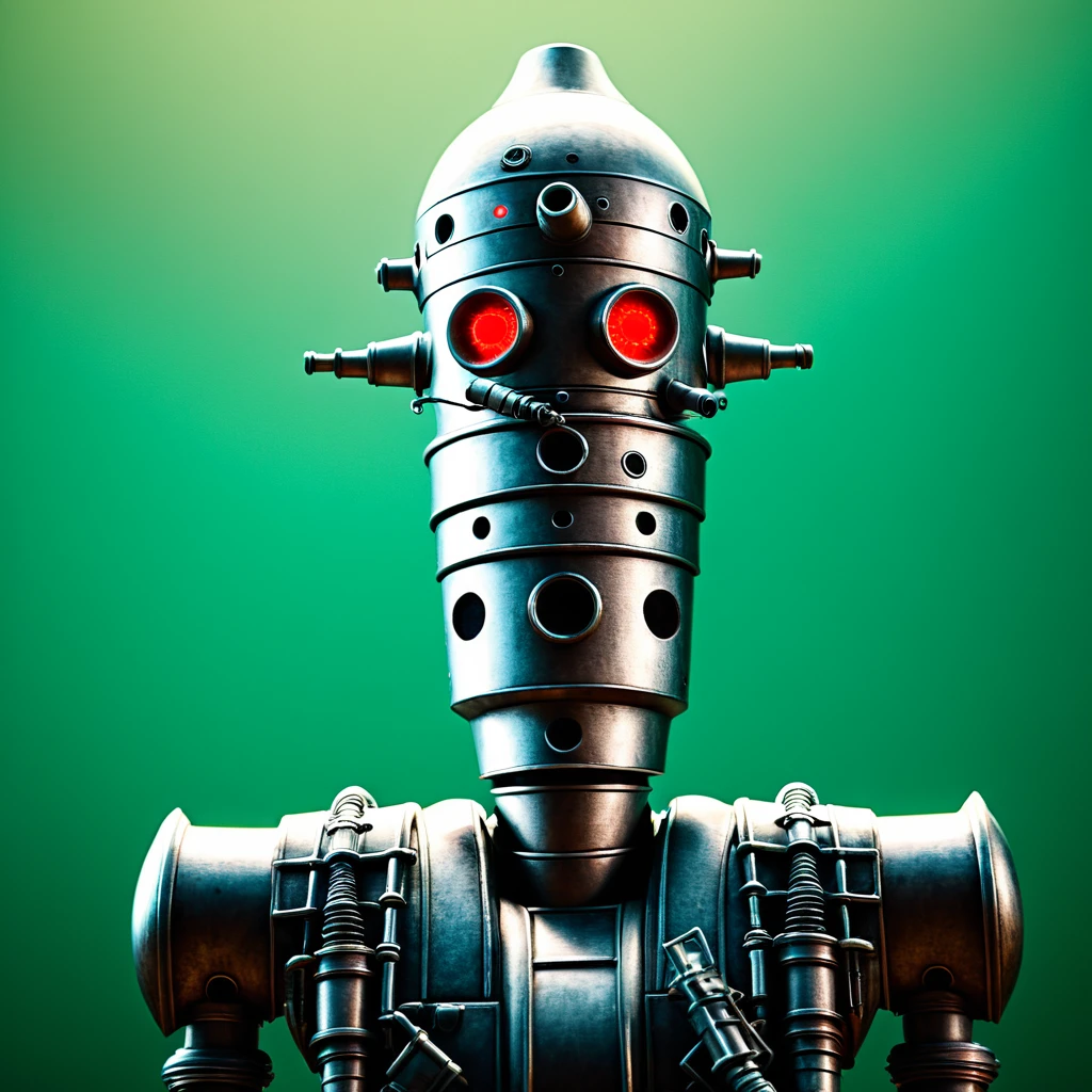 cinematic film still of <lora:IG-88:1>
IG-88 droid a robot with a helmet on and a green background In Star Wars Universe, solo, simple background, no humans, robot, mecha, machinery, science fiction, green background, realistic, shallow depth of field, vignette, highly detailed, high budget, bokeh, cinemascope, moody, epic, gorgeous, film grain, grainy