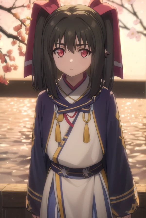 utawarerumononekone, <lora:utawarerumono nekone s2-lora-nochekaiser:1>,
nekone, long hair, brown hair, (red eyes:1.3), ribbon, animal ears, twintails, hair ribbon, mole, mole under eye,
BREAK tail, cape, robe, capelet, long sleeves,
BREAK outdoors,
BREAK looking at viewer, (cowboy shot:1.5),
BREAK <lyco:GoodHands-beta2:1>, (masterpiece:1.2), best quality, high resolution, unity 8k wallpaper, (illustration:0.8), (beautiful detailed eyes:1.6), extremely detailed face, perfect lighting, extremely detailed CG, (perfect hands, perfect anatomy),