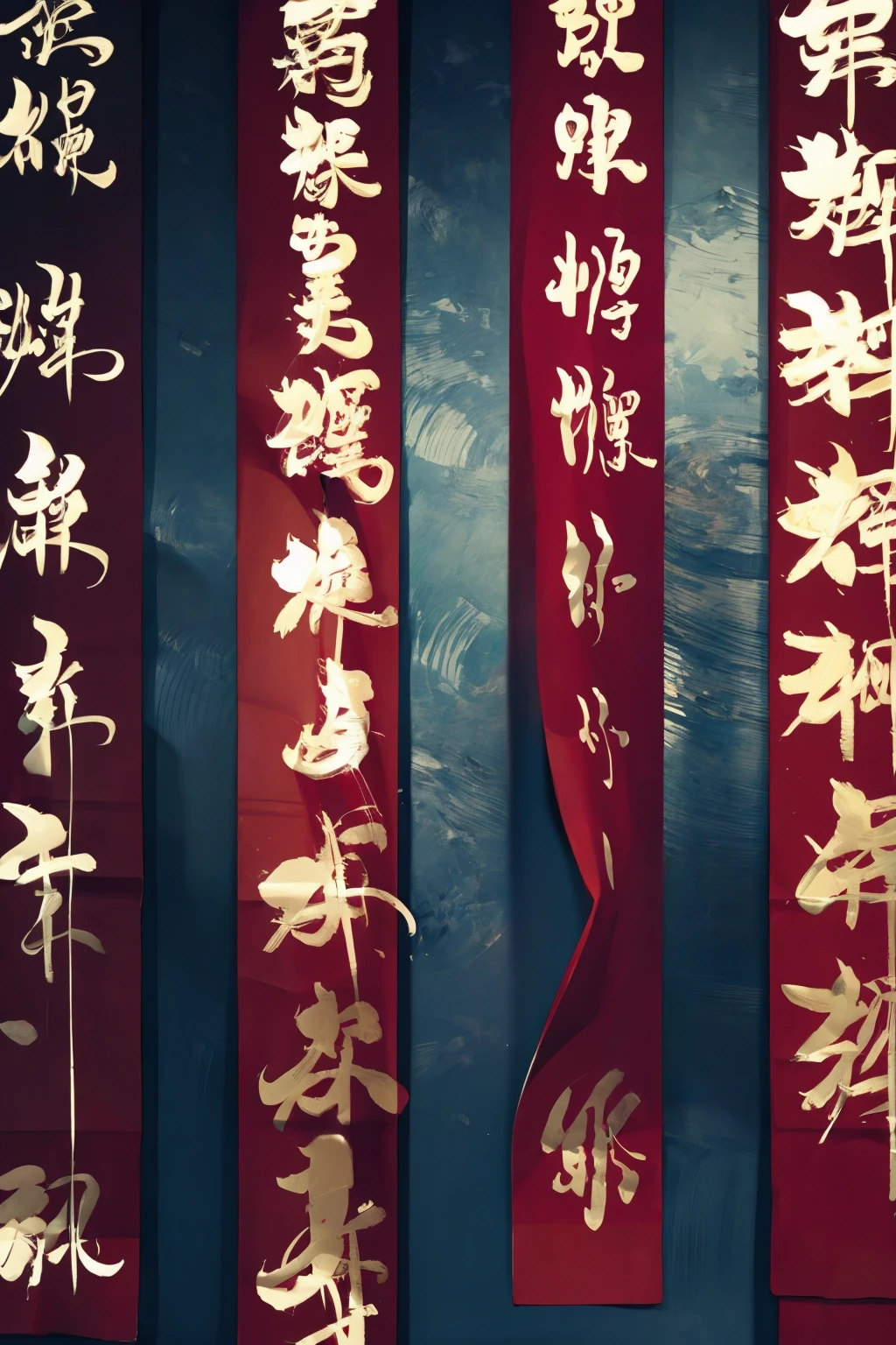 <lora:0140 Chinese couplets_v1:1>,ruanyi0140,text focus,Chinese character,red theme,no humans,, best quality,masterpiece,highres,official art,extremely detailed cg unity 8k wallpaper