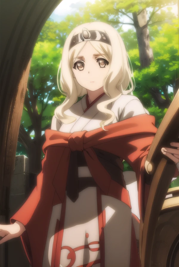 utawarerumonohonoka, <lora:utawarerumono honoka s2-lora-nochekaiser:1>,
honoka, long hair, blonde hair, (brown eyes:1.5), wavy hair,
BREAK long sleeves, hairband, japanese clothes, wide sleeves, kimono, headband, hakama, miko, horn,
BREAK outdoors,
BREAK looking at viewer, (cowboy shot:1.5),
BREAK <lyco:GoodHands-beta2:1>, (masterpiece:1.2), best quality, high resolution, unity 8k wallpaper, (illustration:0.8), (beautiful detailed eyes:1.6), extremely detailed face, perfect lighting, extremely detailed CG, (perfect hands, perfect anatomy),
