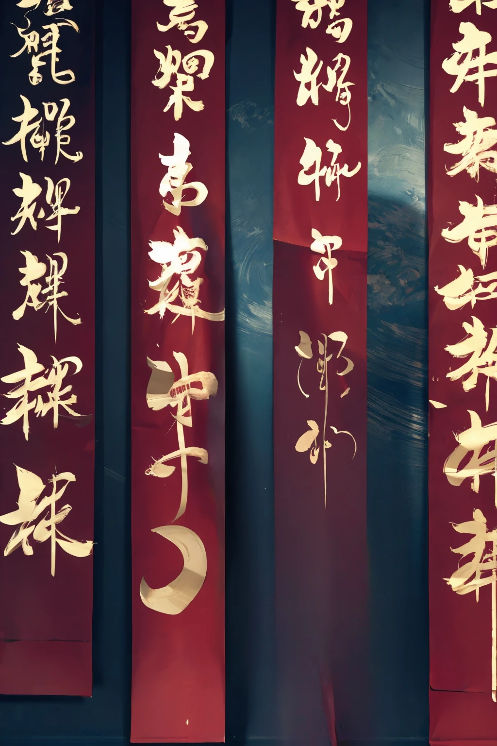 <lora:0140 Chinese couplets_v1:1>,ruanyi0140,text focus,Chinese character,red theme,no humans,, best quality,masterpiece,highres,official art,extremely detailed cg unity 8k wallpaper