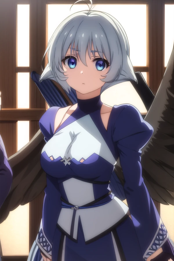 utawarerumonokamyu, <lora:utawarerumono kamyu s2-lora-nochekaiser:1>,
kamyu, short hair, blue eyes, ahoge, antenna hair,
BREAK dress, wings, black wings, blue dress, long sleeves, puffy sleeves,
BREAK outdoors,
BREAK looking at viewer, (cowboy shot:1.5),
BREAK <lyco:GoodHands-beta2:1>, (masterpiece:1.2), best quality, high resolution, unity 8k wallpaper, (illustration:0.8), (beautiful detailed eyes:1.6), extremely detailed face, perfect lighting, extremely detailed CG, (perfect hands, perfect anatomy),