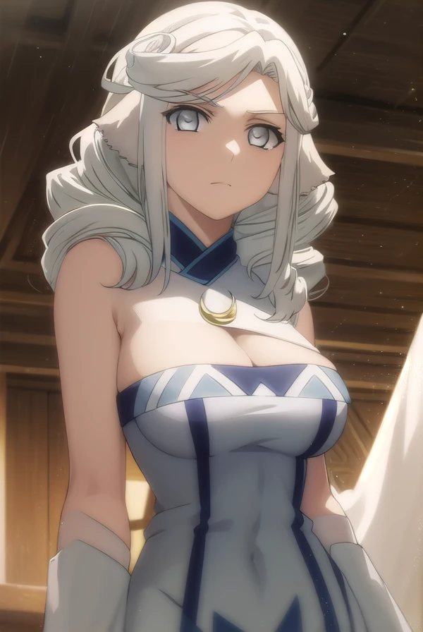 utawarerumonomunechika, <lora:utawarerumono munechika s2-lora-nochekaiser:1>,
munechika, long hair, animal ears, white hair, (grey eyes:1.5), drill hair, sidelocks,
BREAK cleavage, dress, crescent,
BREAK outdoors,
BREAK looking at viewer, (cowboy shot:1.5),
BREAK <lyco:GoodHands-beta2:1>, (masterpiece:1.2), best quality, high resolution, unity 8k wallpaper, (illustration:0.8), (beautiful detailed eyes:1.6), extremely detailed face, perfect lighting, extremely detailed CG, (perfect hands, perfect anatomy),