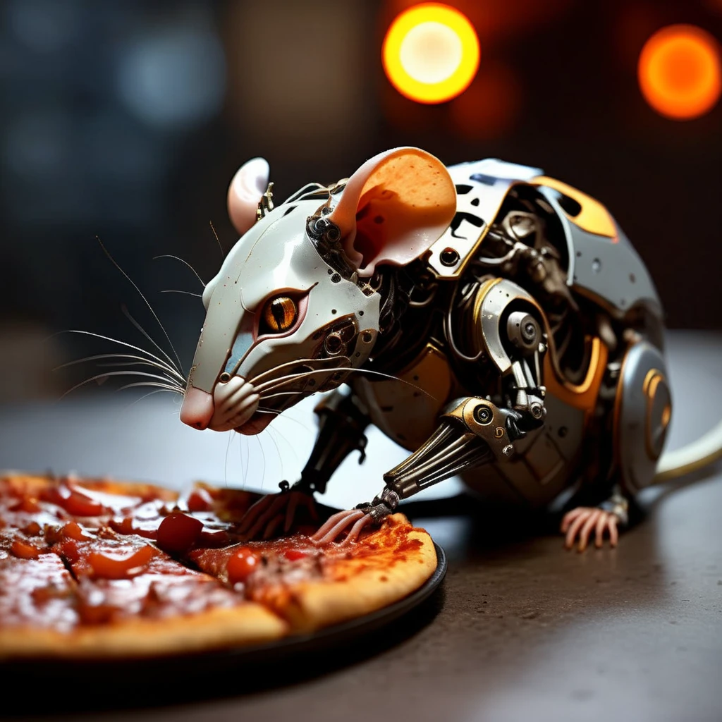 techmai robot rat on a slice of pizza <lora:techmai:1>