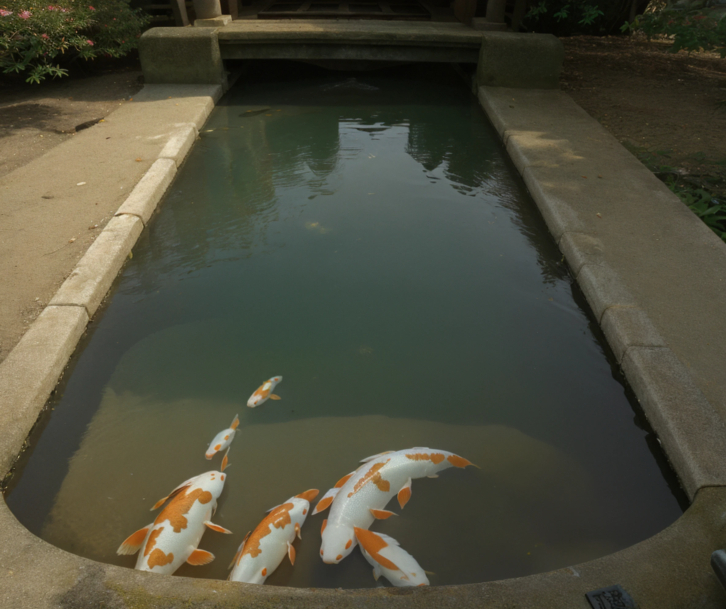 a pond of koi fish, (by_edward_yang:1.4) <lora:Edward_Yang_Style:1>