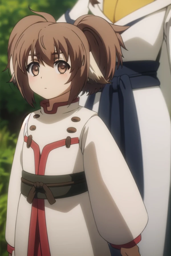 utawarerumonoshinonon, <lora:utawarerumono shinonon s2-lora-nochekaiser:1>,
shinonon, short hair, brown hair, animal ears, (brown eyes:1.5), dog ears, twintails, short twintails,
BREAK tail, ainu clothes, long sleeves,
BREAK outdoors,
BREAK looking at viewer, (cowboy shot:1.5),
BREAK <lyco:GoodHands-beta2:1>, (masterpiece:1.2), best quality, high resolution, unity 8k wallpaper, (illustration:0.8), (beautiful detailed eyes:1.6), extremely detailed face, perfect lighting, extremely detailed CG, (perfect hands, perfect anatomy),