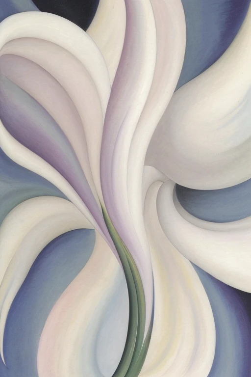 GeorgiaOKeeffeFlowers, purple, indigo, slightly blurred, watercolor