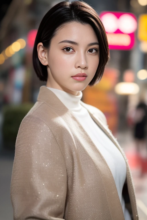 1girl,(RAW photo, best quality), (realistic, photo-realistic:1.4), masterpiece, an extremely delicate and beautiful, extremely detailed, 2k wallpaper, Amazing, finely detail, extremely detailed CG unity 8k wallpaper, ultra-detailed, highres, soft light, beautiful detailed girl, extremely detailed eyes and face, beautiful detailed nose, beautiful detailed eyes,cinematic lighting,perfect anatomy,slender body,(bokeh:1.3)
in front of izakaya,narrow street like nakano,lights reflected on wet floor,after rain,night time,shop sign lights,winter night
(wearing cashmere jacket),(turtleneck)
<lora:miyoshiayaka_lora:0.8>