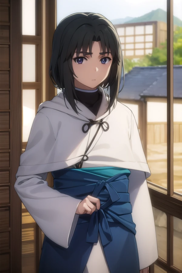 utawarerumonohaku, <lora:utawarerumono haku s2-lora-nochekaiser:1>,
haku, black hair, ahoge, male focus, (black eyes:1.3), (parted bangs:1.5),
BREAK ainu clothes, long sleeves, capelet, japanese clothes,
BREAK outdoors,
BREAK looking at viewer, (cowboy shot:1.5),
BREAK <lyco:GoodHands-beta2:1>, (masterpiece:1.2), best quality, high resolution, unity 8k wallpaper, (illustration:0.8), (beautiful detailed eyes:1.6), extremely detailed face, perfect lighting, extremely detailed CG, (perfect hands, perfect anatomy),