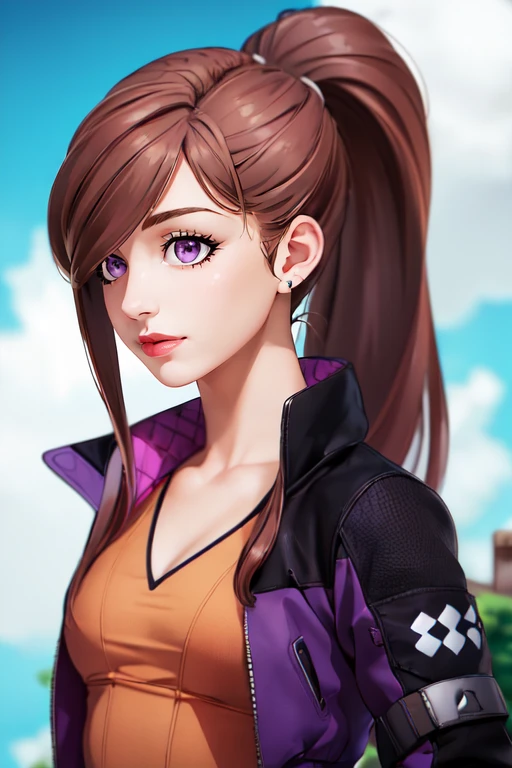 (best quality:1.1), (masterpiece:1.4), , , , , , (semi-realistic:1.4), 1girl, solo, <lora:claudia_synduality_noir:0.9>, claudia_synduality_noir, brown hair, purple eyes, , ponytail, superhero costume, neverland: A lost island where children can stay forever young, High definition
