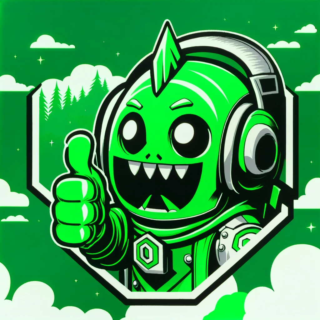DonMSt0pS1gnXL green, forerunners (extinct), thumbs up <lora:DonMSt0pS1gnXL-000006:0.75>