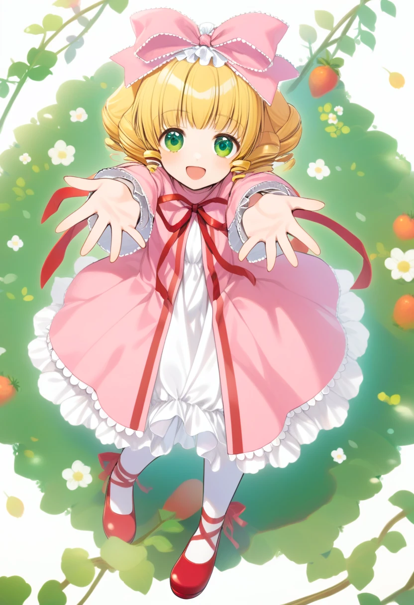 anime girl sitting on the ground with a red dress and a white hat, from touhou, touhou character,  in dress, touhou, small lolil, loli, cunime girl, portrait of magical girl, splash art anime loli, cute a, rei hiroe, sakura kinomoto, small curvy loli, (anime gir