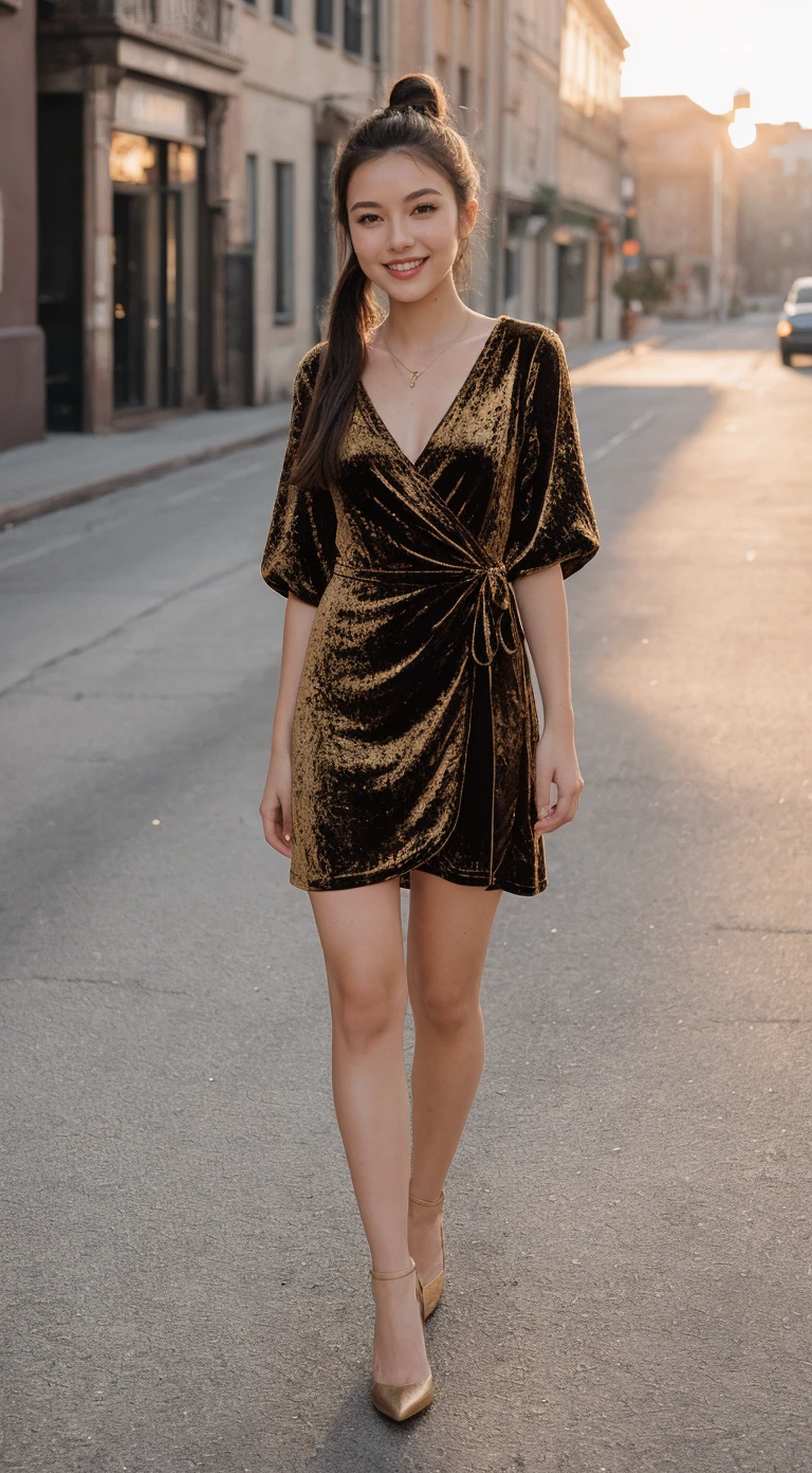 Beau Garrett dressed in sexy suede clothes and smiling