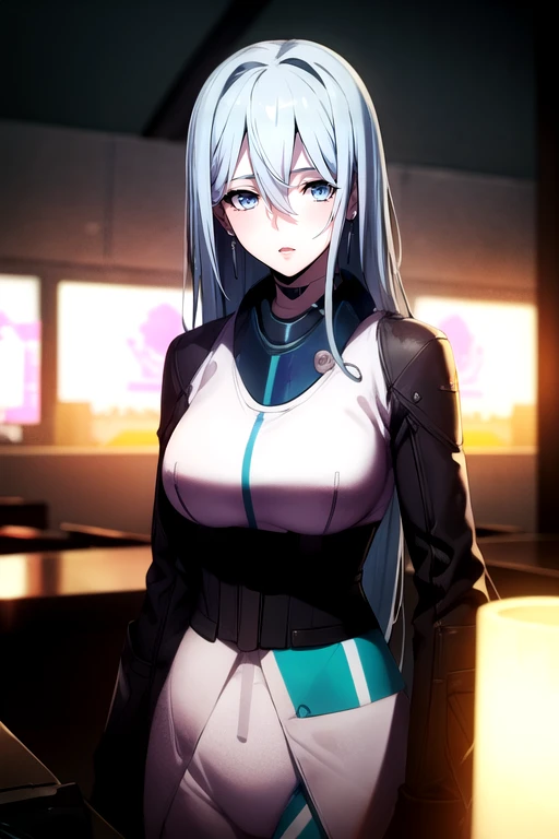 photorealistic, (4k), depth of field, (Masterpiece), (realistic skin texture), extremely detailed, intricate, hyper detailed, high resolution, professional photography, , depth of field, sharp detail, best quality, looking at viewer, 1girl, solo, <lora:schnee_synduality_noir:0.98>, schnee_synduality_noir, blue hair, blue eyes, , , hair between eyes, clown costume, , 4k resolution