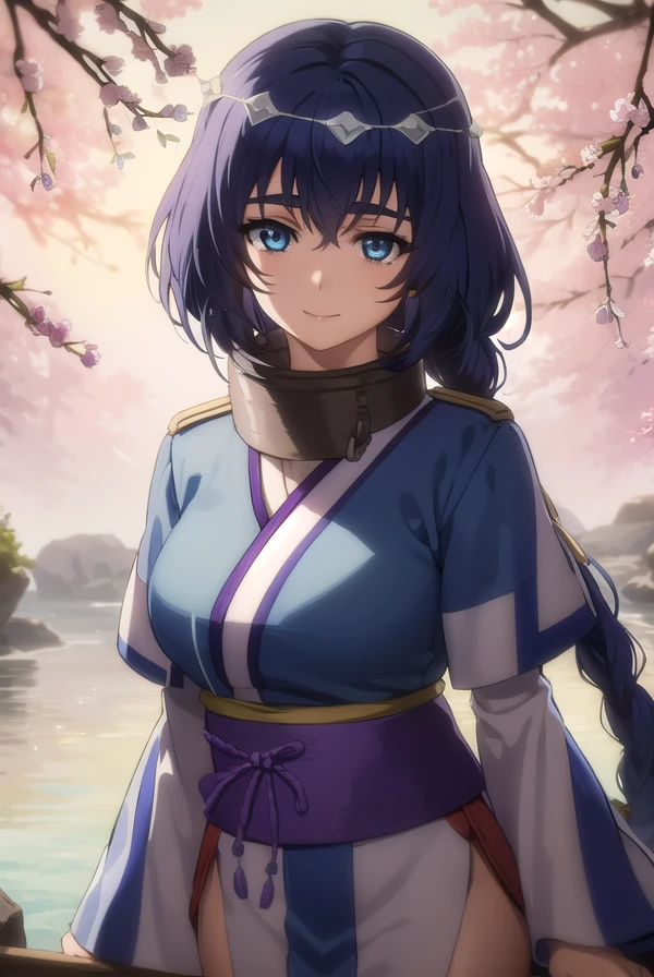 utawarerumonokarura, <lora:utawarerumono karura s2-lora-nochekaiser:1>,
karura, blue hair, animal ears, blue eyes, long hair, braided ponytail, smile,
BREAK tail, japanese clothes, kimono, collar, metal collar,
BREAK outdoors,
BREAK looking at viewer, (cowboy shot:1.5),
BREAK <lyco:GoodHands-beta2:1>, (masterpiece:1.2), best quality, high resolution, unity 8k wallpaper, (illustration:0.8), (beautiful detailed eyes:1.6), extremely detailed face, perfect lighting, extremely detailed CG, (perfect hands, perfect anatomy),