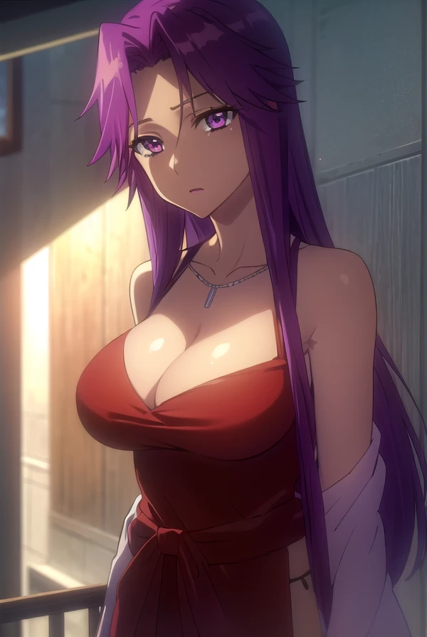 yurikotakagi, <lora:yuriko takagi s1-lora-nochekaiser:1>,
yuriko takagi, long hair, (purple eyes:1.1), purple hair, (parted bangs:1.5),
BREAK dress, cleavage, jewelry, necklace, high heels, red dress, red footwear, shawl,
BREAK outdoors, city, zombies, sun, sky, clouds, cars,
BREAK looking at viewer, (cowboy shot:1.5),
BREAK <lyco:GoodHands-beta2:1>, (masterpiece:1.2), best quality, high resolution, unity 8k wallpaper, (illustration:0.8), (beautiful detailed eyes:1.6), extremely detailed face, perfect lighting, extremely detailed CG, (perfect hands, perfect anatomy),