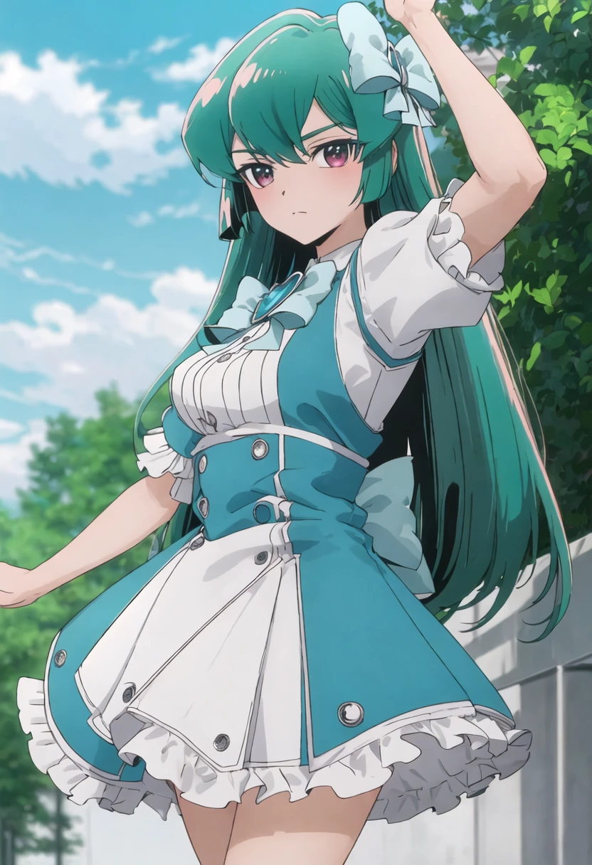 {safe:1.10}, best quality, masterpiece, highres, solo, {sayo_minakami_mahoushoujoniakogarete:0.90}, jumping, cowboy_shot, looking at viewer