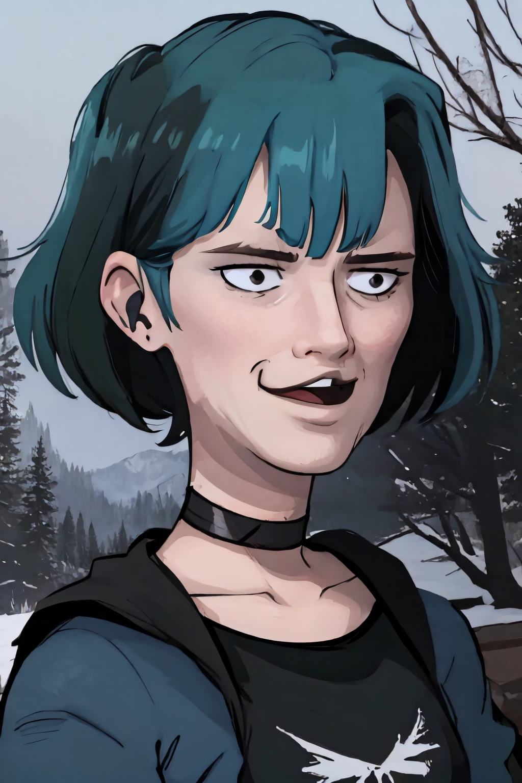 IncrsNoWayFaq, <lora:NoWayFaqMemeFaceOnly:1.15>, solo, upper body, gwentd, makeup, bangs, choker, <lora:Char_OC_Gwen:1>