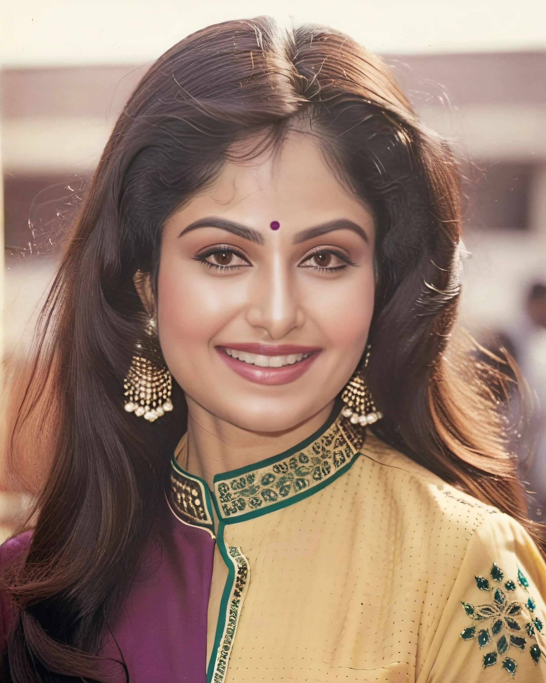 full body photo of a 30-year-old ayesha jhulka woman, high neck Salwar Kameez, smile, Extreme close-up camera angle, perfect eyes, looking at camera, film grain, day time at jewish temple, beautiful bokeh <lora:Ayesha_Jhulka_SDXL_LoRA:0.9>