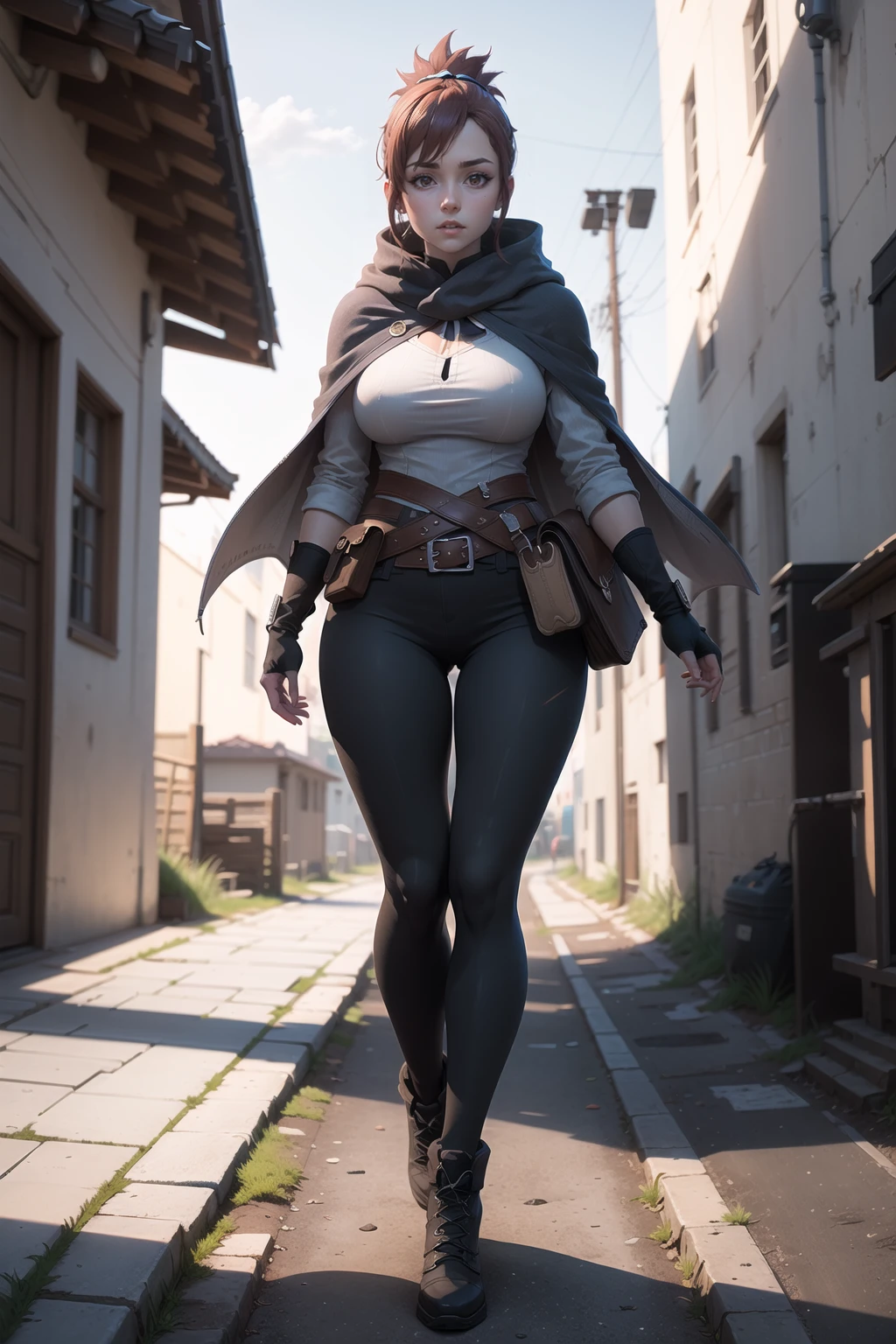 marci,full body,solo,cape,boots,belt,pouch,belt pouch,fingerless gloves,outdoors,from below,
large breasts,pose,(pants,slim legs,long legs:1.4),
masterpiece,best quality,ultra detailed,highres,absurdres,
<lora:neg4all_bdsqlsz_V3.5:1>,<lora:marci_V1:0.65>,