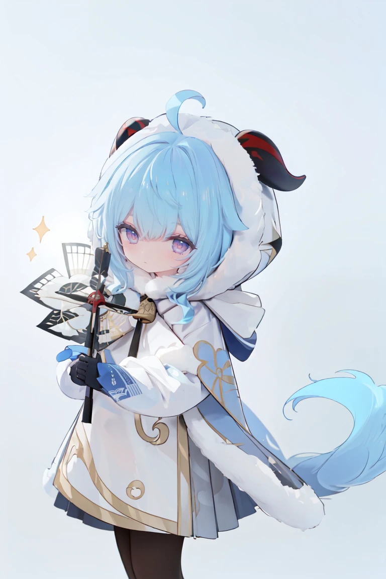 <lora:ganyuyoungan-0020:0.8>,ganyuyoungan,best quality,masterpiece,1girl, ganyu (genshin impact), closed eyes, horns, solo, blue hair, blush, gloves, holding flower, ahoge, holding, fur trim, hood, flower, bangs, black gloves, long hair, (Windmill toys:1.3), hood up, Windmill toys, hair between eyes, closed mouth, simple background, long sleeves, coat, fur-trimmed hood, fur-trimmed coat, sparkle,<lora:g,W0pN9ObK2:0.5> <lora:hans-O3:0.5>,