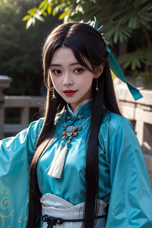 ltra-detailed,highly detailed,best quality,masterpiece,illustration,realistic,photorealistic,
1girl, solo, cosplay,
yueqingshu, hanfu, chinese clothes, china dress,aqua theme clothes, jewelry, tassel,
upper body, looking at viewer,
<lora:yueqingshu_v1_06:0.7>