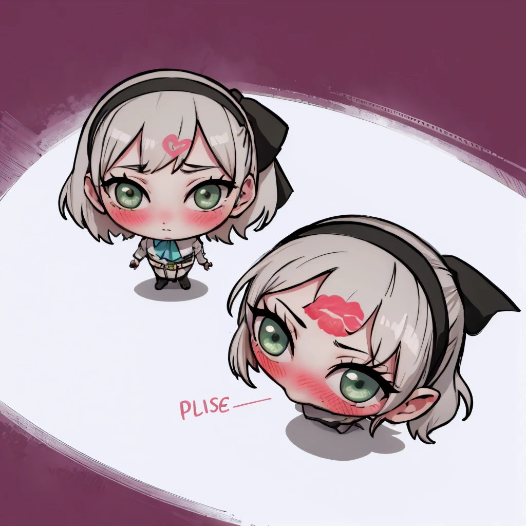 IncrsPlaceLipsHere, chibi, <lora:PlaceLipsHereMeme:1>, blush, elie macdowell, green eyes, hairband, blue ascot, hair ribbon, long sleeves, belt, pantyhose, <lora:Char_OC_ElieMacDowell:0.9>